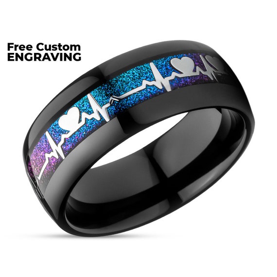 Tungsten heartbeat ring sale