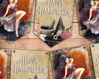 Halloween witch bunting, autumn decoration, witch Halloween banner, Halloween decoration, autumn decoration, wall decor , home decoration