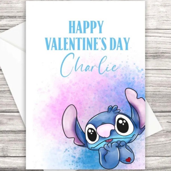 Stitch Valentine’s Day card , Valentine’s Day card, greeting card , cute greeting card, stitch Valentine’s Day card