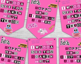 girls bunting ,mean,  girl decoration, mean party decoration, pink  banner ,  birthday party, birthday party decoration