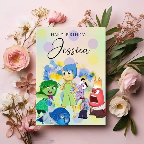 Inside our personalised birthday card, children’s  greeting card, out inside  birthday, personalised greeting card, popular character card