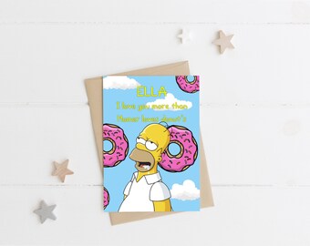 homer Valentine’s Day card , donut Valentine’s Day card, greeting card , cute greeting card, stitch Valentine’s Day card