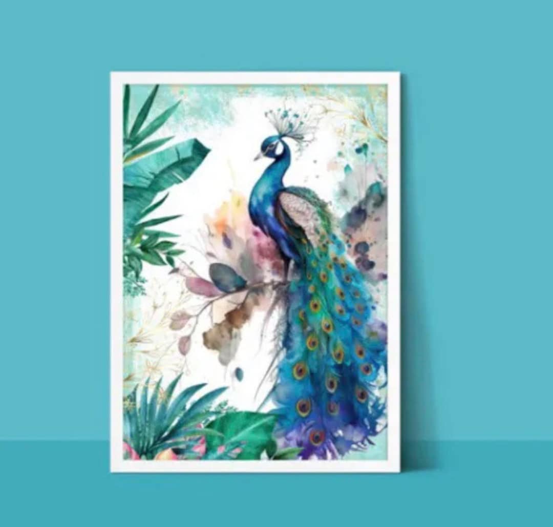 Vintage Peacock Print, Peacock Print , Home Decor , A4 Pictures