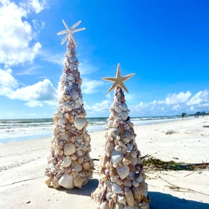 13" Seashell Christmas Tree - Handmade Christmas, Gifts for Her, Christmas Decor, Boho Christmas, Gift for Mom, Beach Christmas, Unique Gift