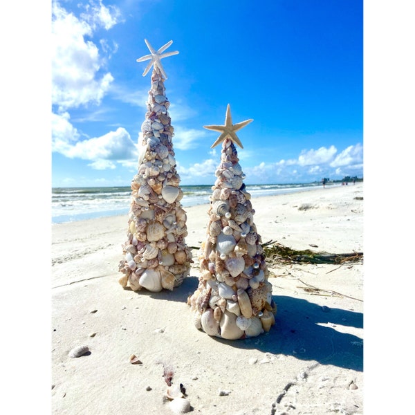 17" Seashell Christmas Tree - Handmade Christmas, Gifts for Her, Christmas Decor, Boho Christmas, Gift for Mom, Beach Christmas, Unique Gift