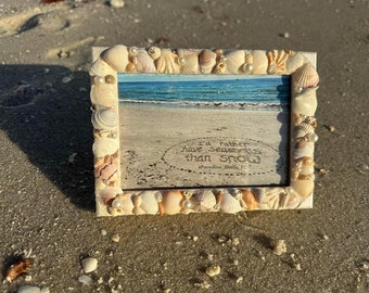 Seashell Picture Frame - Beach Wedding Gift, Coastal Decor, Unique Picture Frame, Seashell Gift, Beach Decor, Beach House