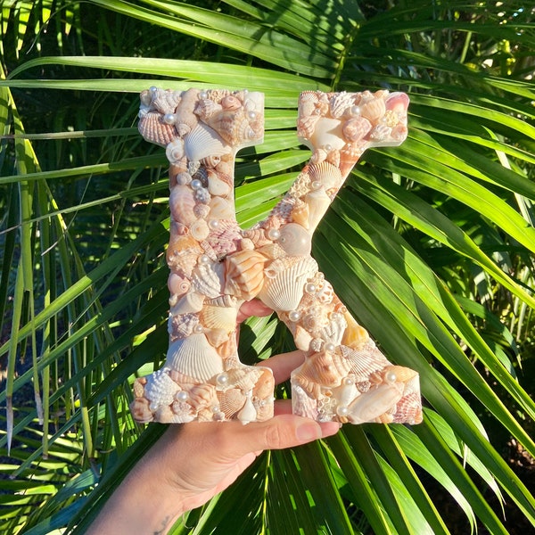 9" Seashell Letter - Nautical Decor, Wedding Decor, Baby Decor, Mermaid Decor, Initial Letter, Wedding Gift, Baby Shower, Beach Wedding