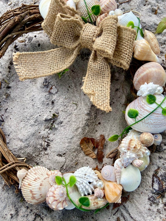 Seashell Wreath Handmade Christmas, Gifts for Her, Beach Decor