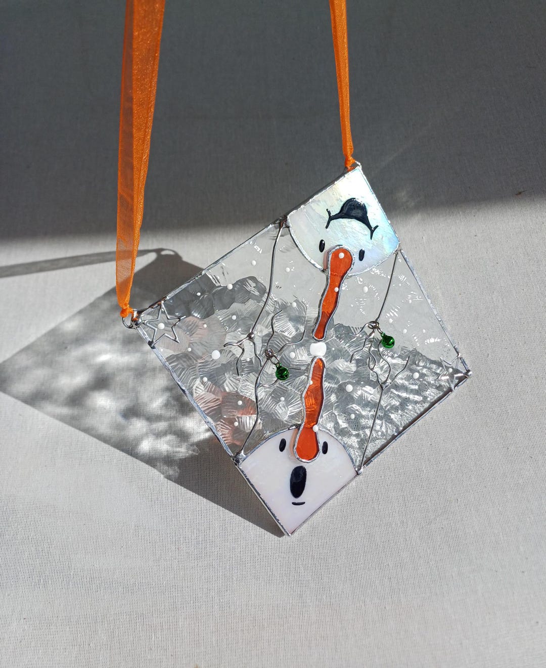 Stained Glass Snowman Suncatcher: Christmas Window Hanging - Etsy