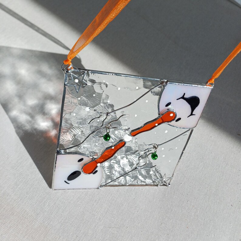 Stained Glass Snowman Suncatcher: Christmas Window Hanging - Etsy