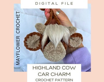 Highland Cow Car Charm Crochet Pattern