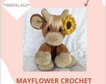 Highland Cow Crochet Pattern- Mod for "Colbie the Cow" by When Crafting is Life, highland cow crochet, crochet pattern, highland cow