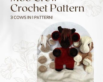 Mini Cow Crochet Pattern, Highland Cow Crochet Pattern, Cow pattern, Cow Crochet, Mini Cows, Highland Cow, Highland Cow Crochet, Longhorn