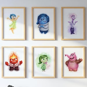 Watercolor Inside out Wall Art | Kids Wall Art | Girls Wall Art | Printable Wall Art | Nursery Feelings Chart | Digital Download