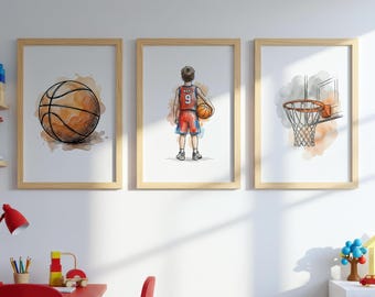Art mural basket-ball personnalisé pour garçons | Poster de basket-ball personnalisé pour décoration de chambre d'enfants | Téléchargement numérique