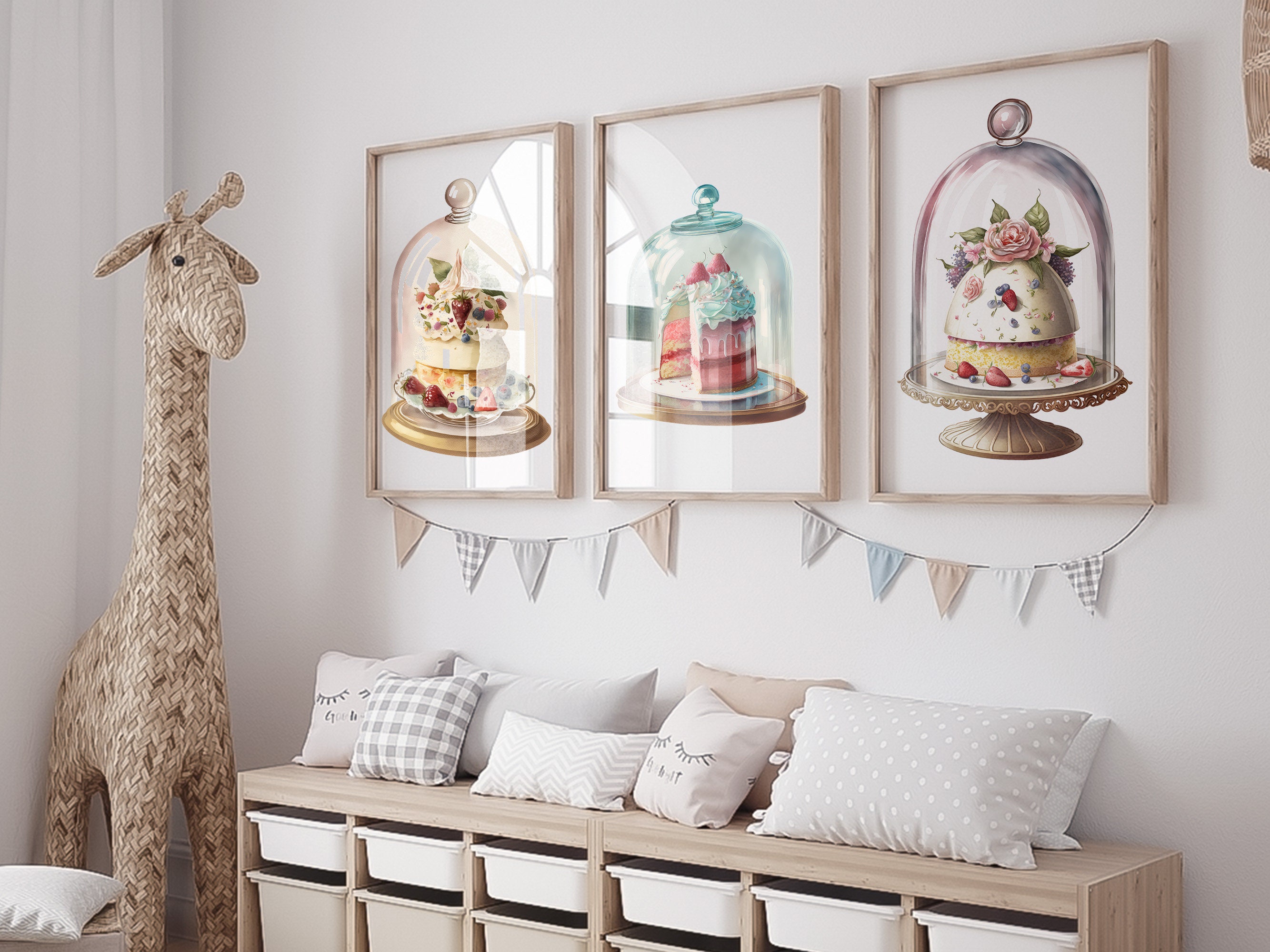 Watercolour Cupcake Stand Clipart Birthday Cake PNG Digital Image