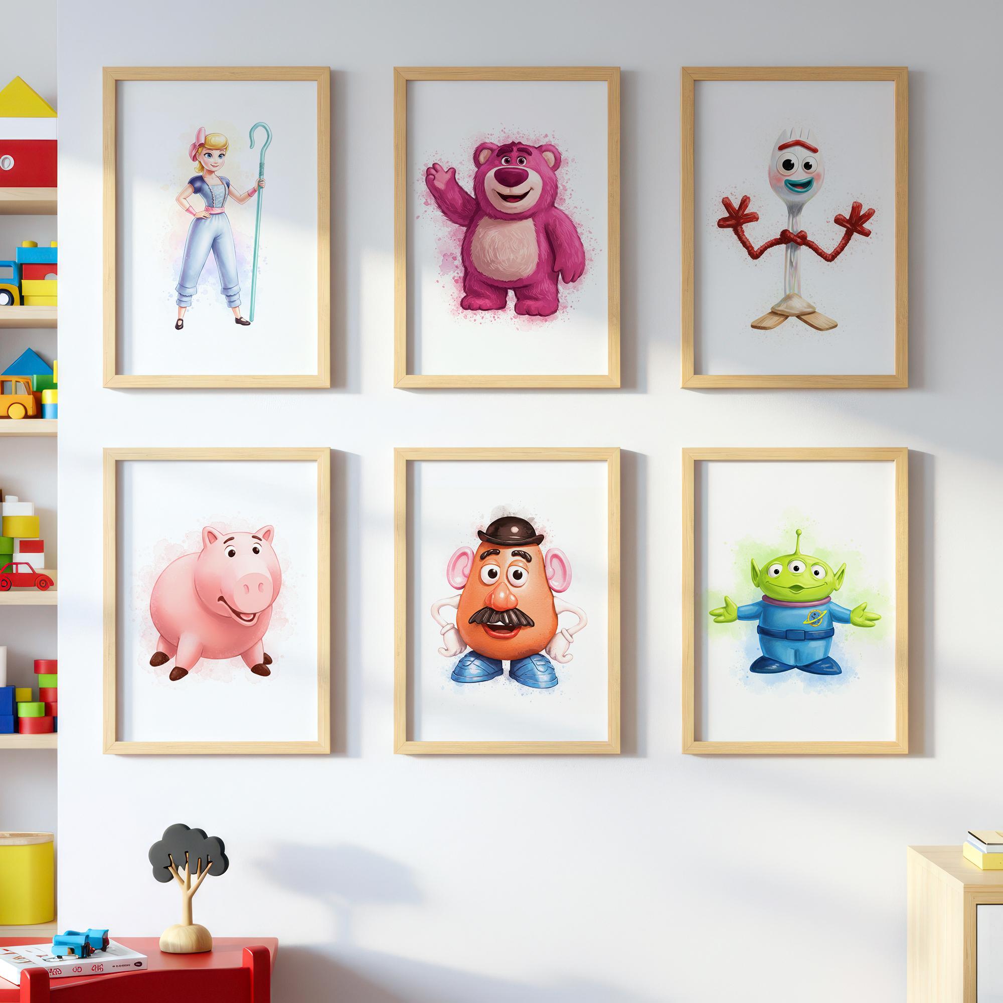 Toy Story Watercolor Wall Art Set of 6 | Bo Peep Lotso Forky
