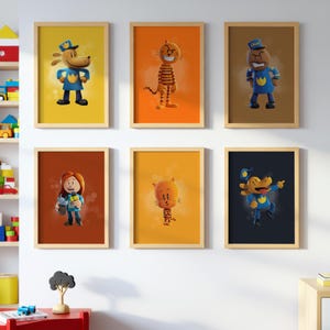 Láminas de arte de pared de Dog Man, arte de pared de galería, juego de 6 láminas descargables, película DogMan, habitación infantil, decoración de pared con póster de la película Dog Man