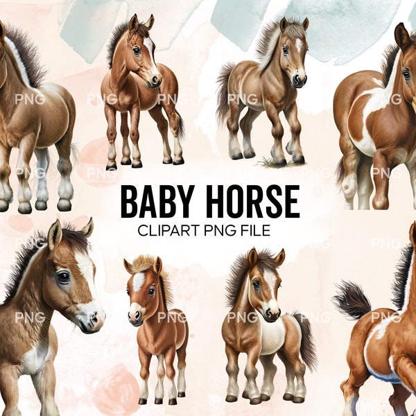 Foal Clipart, Horse PNG Farm Animal ,Baby Horse ,Animal PNG, Cute Horse PNG, Farm Animal Clipart Cut Files Horse Png Digital Download  BA089
