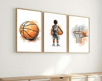 Art mural basket-ball personnalisé pour garçons | Poster de basket-ball personnalisé pour décoration de chambre d'enfants | Téléchargement numérique