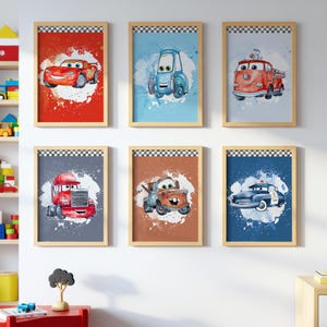 6 Lightning McQueen Cars Movie Poster Prints Poster Wall Art Decor Nursery Prints Digital Clipart Sally Carrera Poster Tom Mater