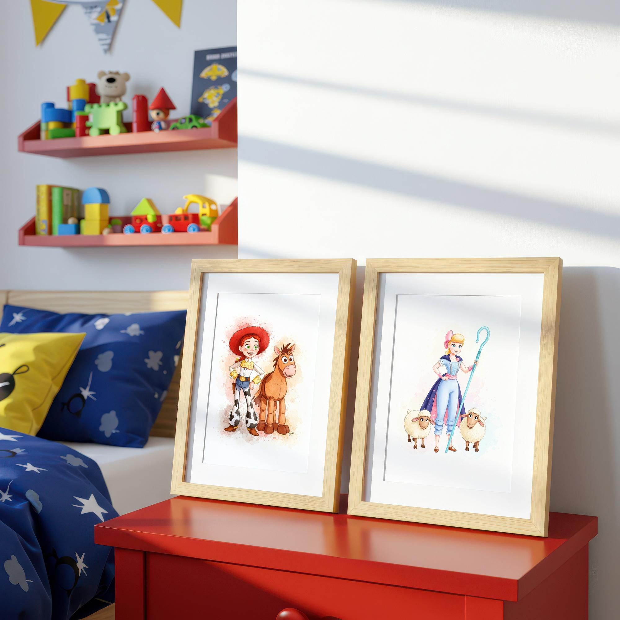 Toy Story Wall Art Set of 6 | Watercolor Prints for Kids Room | Woody ...
