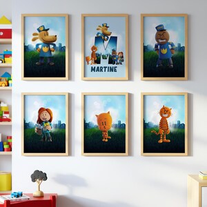 Personalizable Dog Man WALL ART prints, Gallery Wall art, Set of 6 Downloadable Prints, DogMan Kids Room, Dog Man Movie poster wall decor