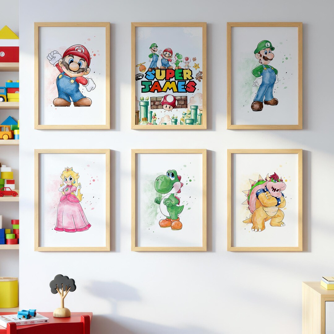Personalizable Super Mario Wall Art Prints - Set of 6 Downloadable ...