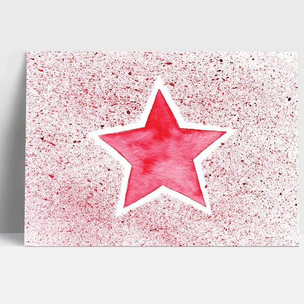 Postkarte "Stern rot" | Grußkarte | Postkarte | Aquarell