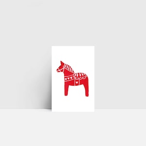 Mini-Karte "Dalapferd" | kleine Grußkarte | Mini-Postkarte | Mini | Aquarell | Norddeutsch | 55x85mm | Weihnachten