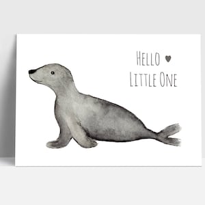 Postkarte "Robbe - hello little one - Nr. 2" | Grußkarte | Postkarte | Aquarell
