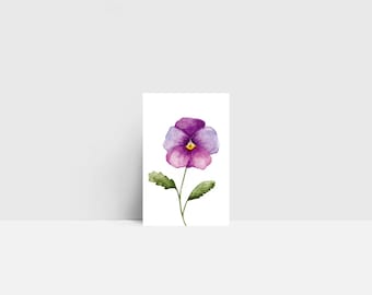 Mini-Karte "Hornveilchen" | kleine Grußkarte | Mini-Postkarte | Mini | Aquarell | 55x85mm