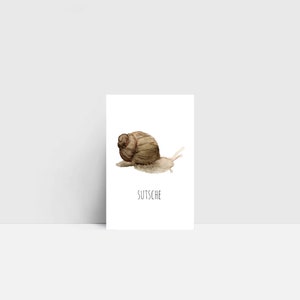 Mini-Karte "Schnecke/sutsche" | kleine Grußkarte | Mini-Postkarte | Mini | Aquarell | Plattdeutsch | Norddeutsch | 55x85mm