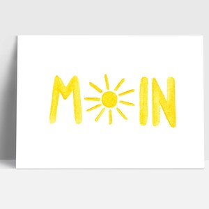 Postkarte "Moin/Sonne" | Grußkarte | Postkarte | Aquarell | Plattdeutsch