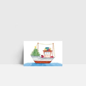 Mini-Karte "Kutter" | kleine Grußkarte | Mini-Postkarte | Mini | Aquarell | Norddeutsch | Weihnachten | Geschenkverpackung | 55x85mm