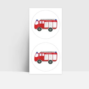 Aufkleberbogen "Feuerwehr" | 24 Stück | rund | 45mm | Kinder | Kindergeburtstag