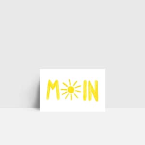 Mini-Karte "Moin/Sonne" | Grußkarte | Postkarte | Mini | Aquarell | Plattdeutsch | Norddeutsch | 55x85mm