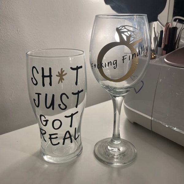 His and her engagement glasses set