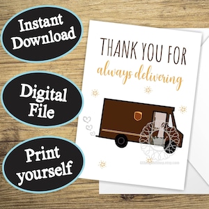 ups Lieferung Danke Karte DRUCKBAR, ups-Dankeschön-Grußkarte, ups Worker Dankeskarte, Postangestellter Anerkennung digitale Datei