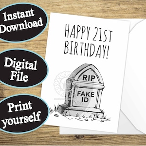 Funny 21st Birthday Card PRINTABLE Funny Fake ID 21st Birthday Card, 21st Birthday Card for Friend, Sister, Niece, Girlfriend, Daughter