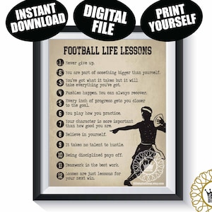 Boys Flag Football Life Lessons DIGITAL FILE Flag Football Poster Team Gift Senior Present Boys Graduation Wall Art Download Printable