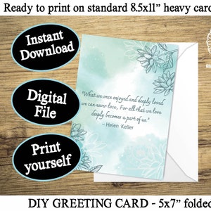Beileidskarte PRINTABLE, Helen Keller Zitat, Thinking of You Difficult Time Grußkarte für Freund, Verlust oder Tod Digitaler Sofort Download