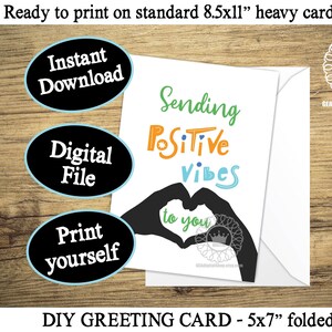 Denken an Sie Karte, positive Vibes Grußkarte bedruckbar, Sonnenschein Grußkarte für Freund, Positivität digitaler Sofort-Download