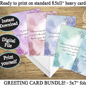 Beileidskarte Zitate BUNDLE, Beileid Verlust Karte, ich denke an Sie schwierige Zeit Grußkarte für Freund, Tod digitaler Sofort-Download