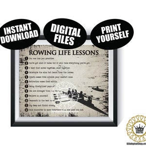 GIRL Rowing Life Lessons DIGITAL FILES Crew Senior Team Gift Womens Sports Poster Present Wall Decor Art Instant Download Printable