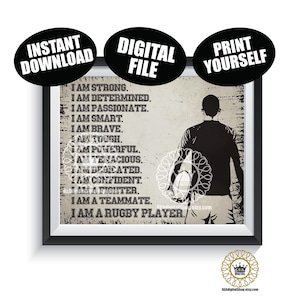 Rugby Art DIGITAL FILE, I am a Rugby Player Team Gift Senior Present Team Instant Download Printable Poster Print Boys Sports Present