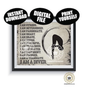 Springboard Diving Art DIGITAL FILE I Am A Diver Sports Poster Diving Team Gift Senior Present Boy Girl Wall Art Instant Download Printable