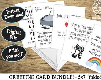 Collega divertente andando via BUNDLE carta stampabile divertente pensione carta lavoro amico lasciando carta regalo buona fortuna Download istantaneo digitale