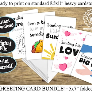 Ermutigungs-Grußkarten-BUNDLE, Denken an Sie Karte, Unterstützungs-Grußkarte für Freund, senden positive Vibes Digitaler Sofort-Download