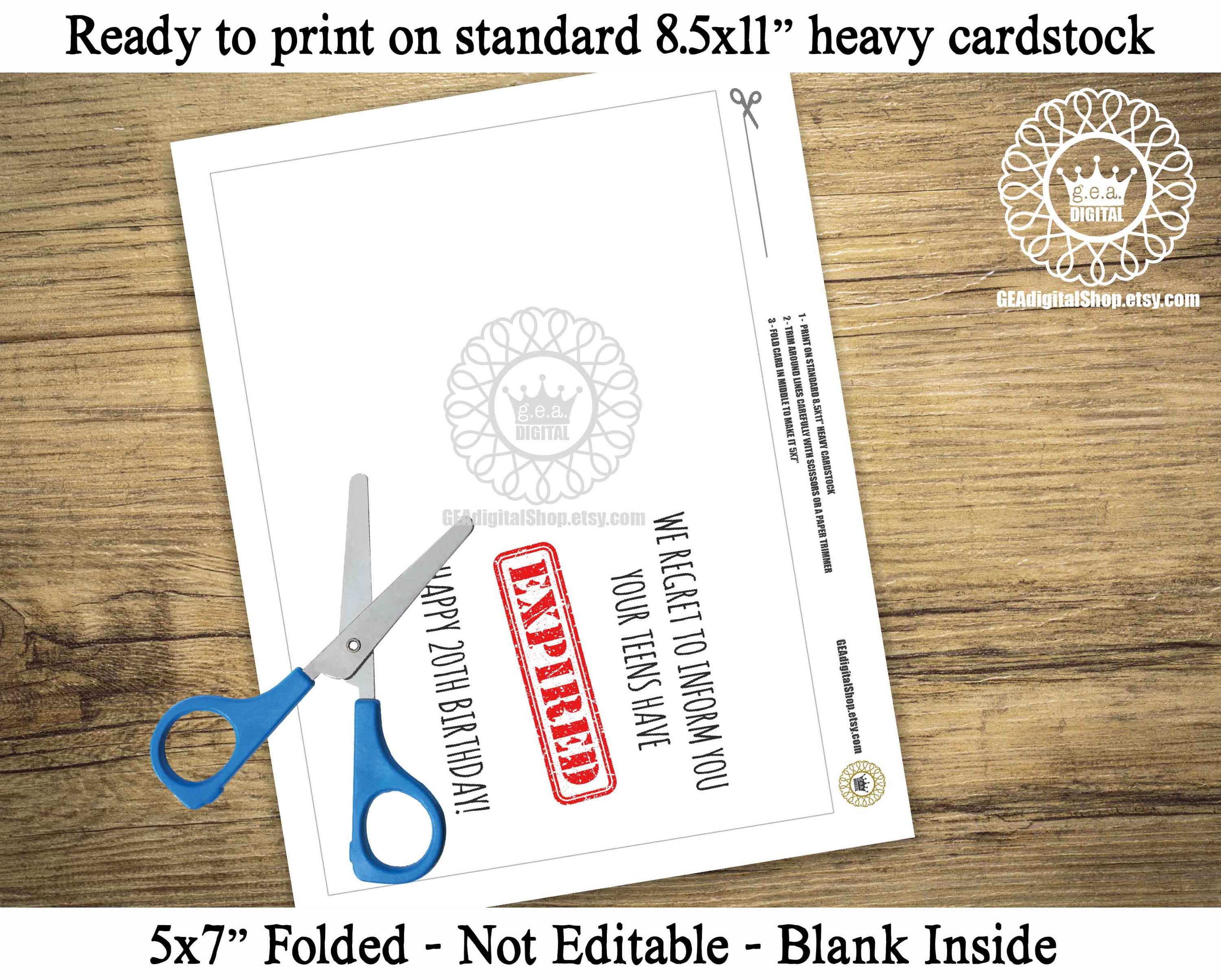 Funny 20th Birthday Card PRINTABLE Teens Expired Birthday Card, Card ...